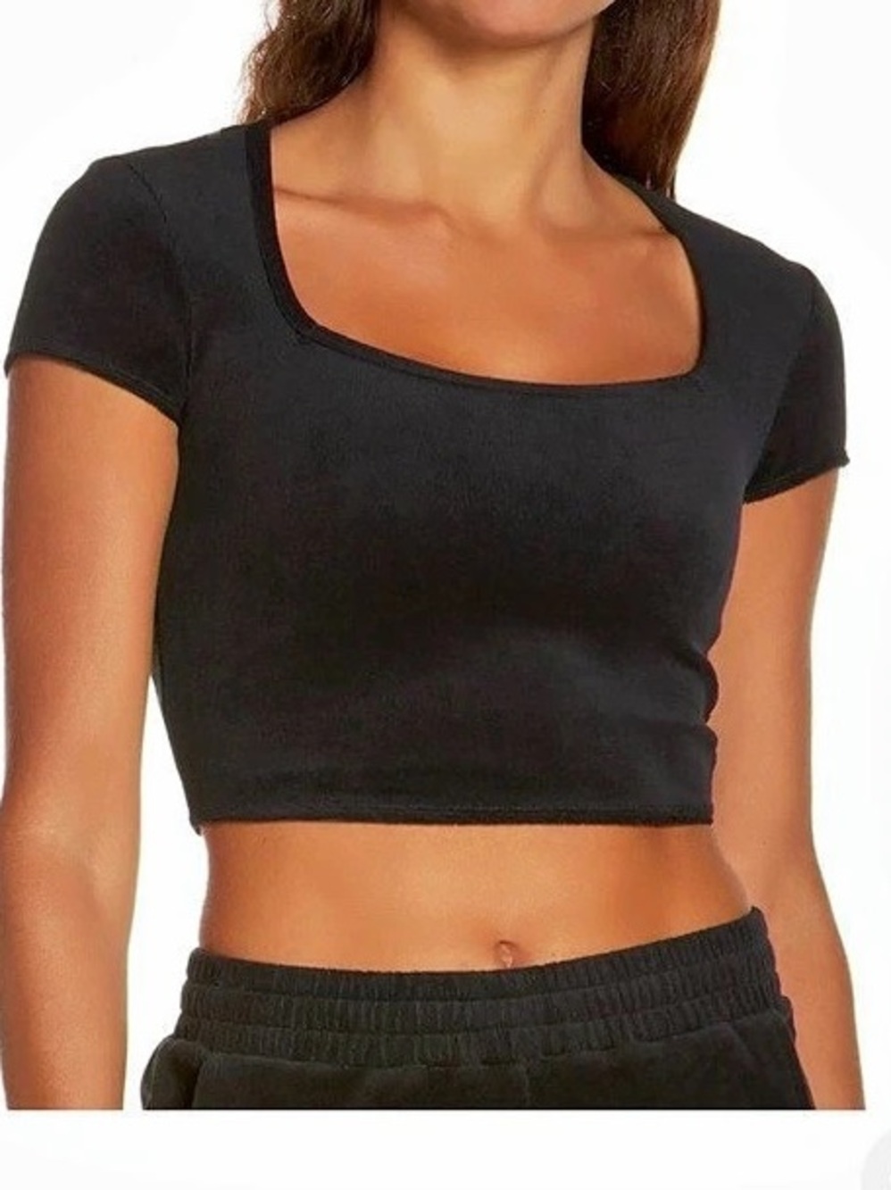 Alo Yoga Beachside Terry Cloth Crop Top Black XS